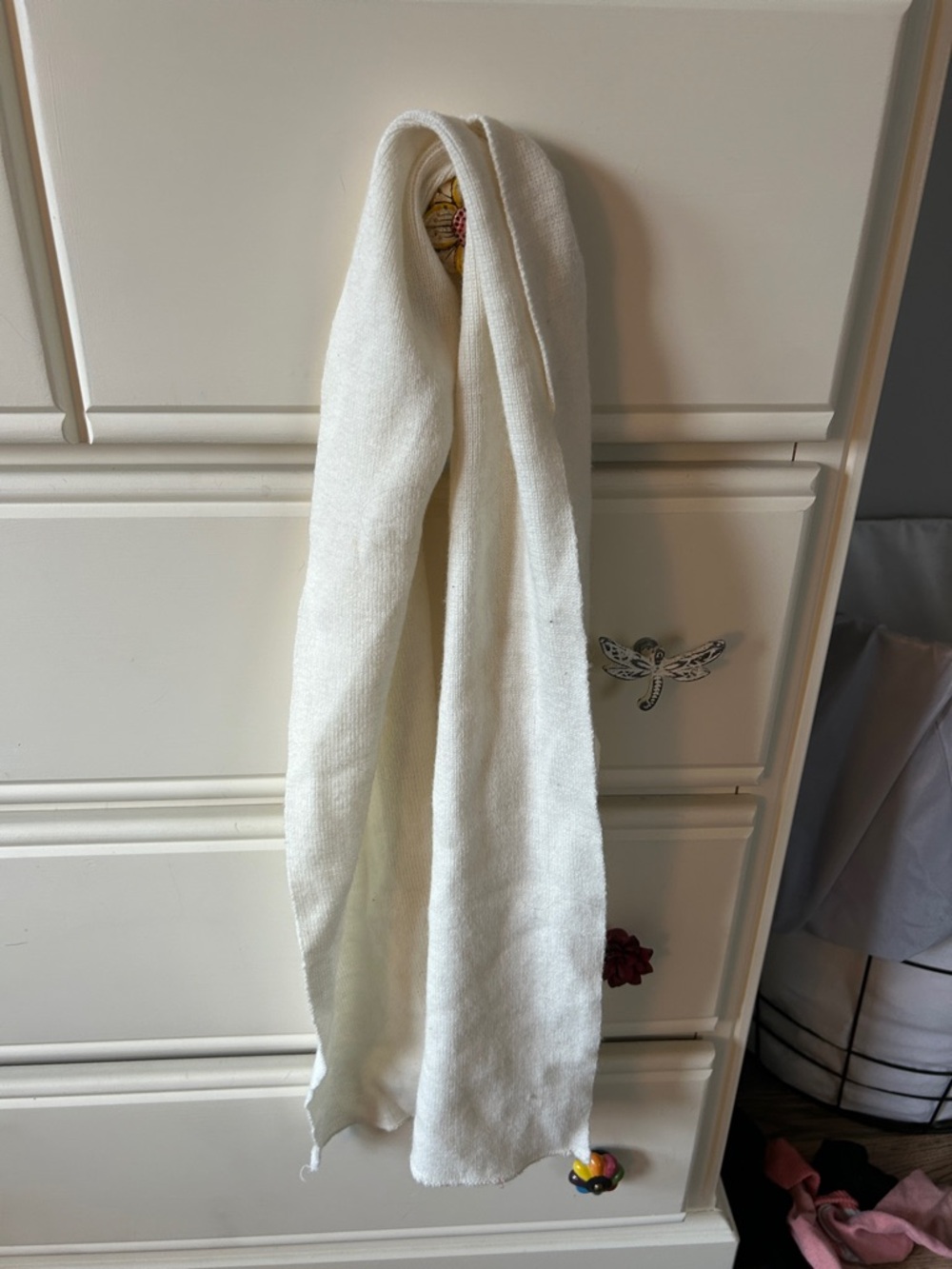 Classic Cream Knit Scarf - Neutral Home Accent